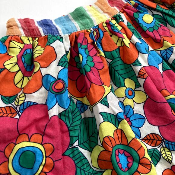 Little Bird Reversible Skirt - Retro Floral, Puckered Rainbow Stripe - 6-7 - Picture 3 of 8